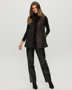Select Shearling Lamb Vest Reversible To Taffeta