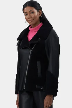 Select Shearling Lamb Zip Moto Jacket