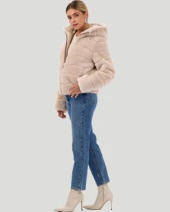 Select Shearling Lamb Zip Jacket With Hood