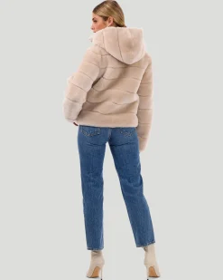 Select Shearling Lamb Zip Jacket With Hood