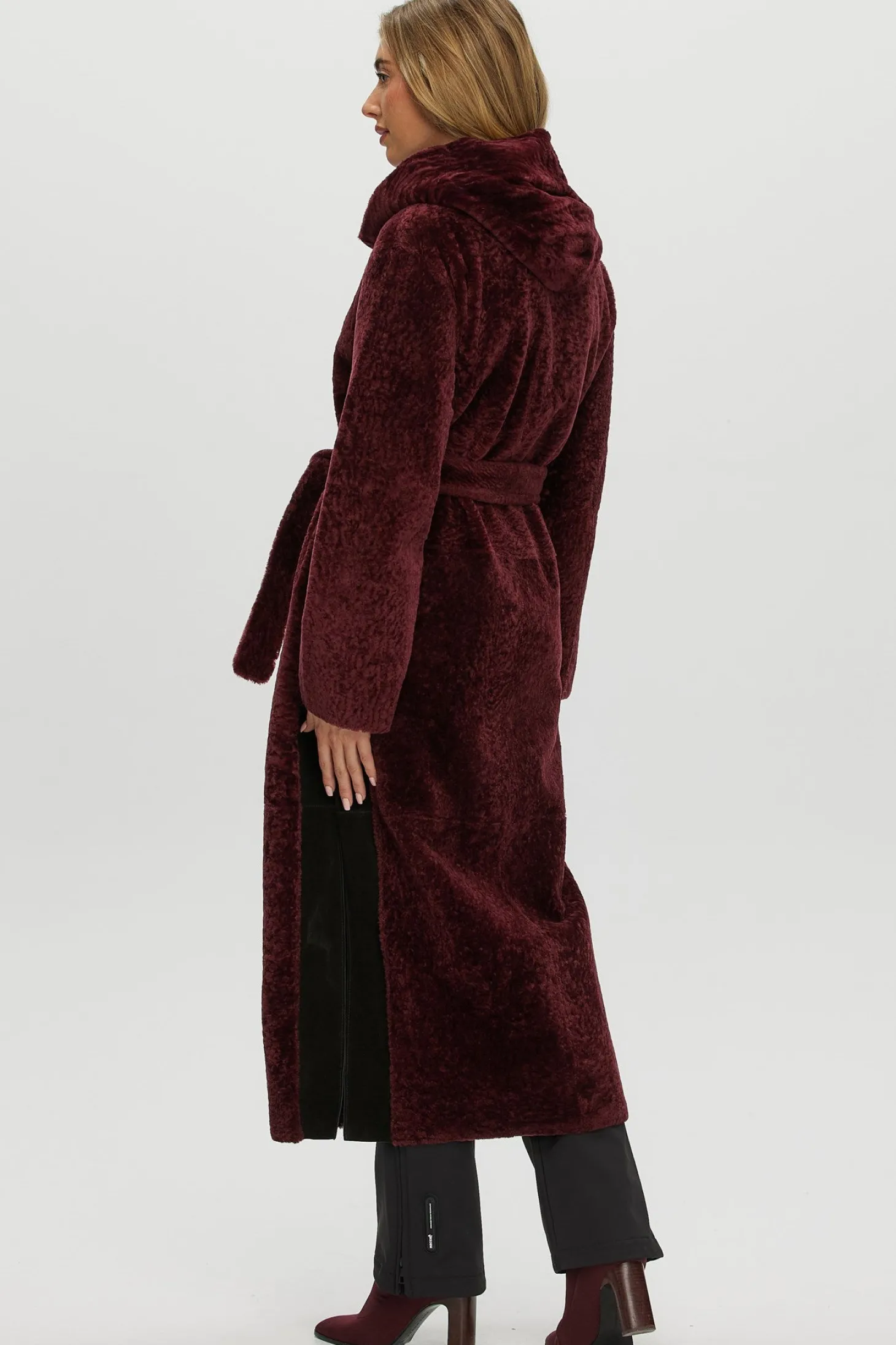 Select Shearling Lamb Zip Parka With Belt