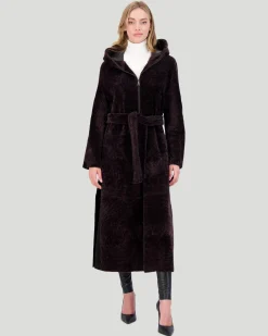 Select Shearling Lamb Zip Parka With Belt