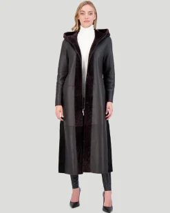 Select Shearling Lamb Zip Parka With Belt