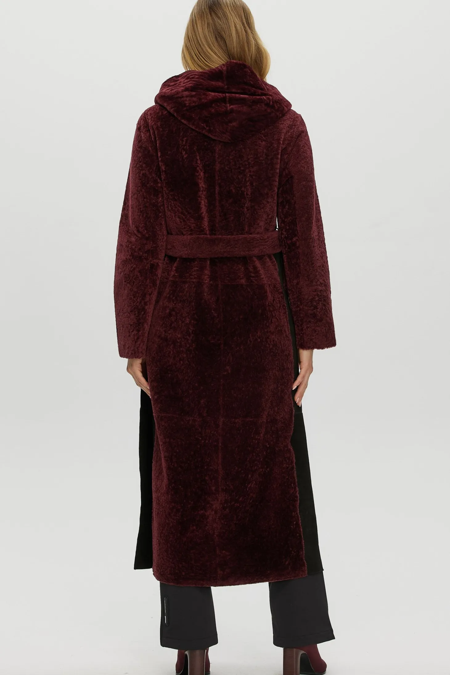 Select Shearling Lamb Zip Parka With Belt