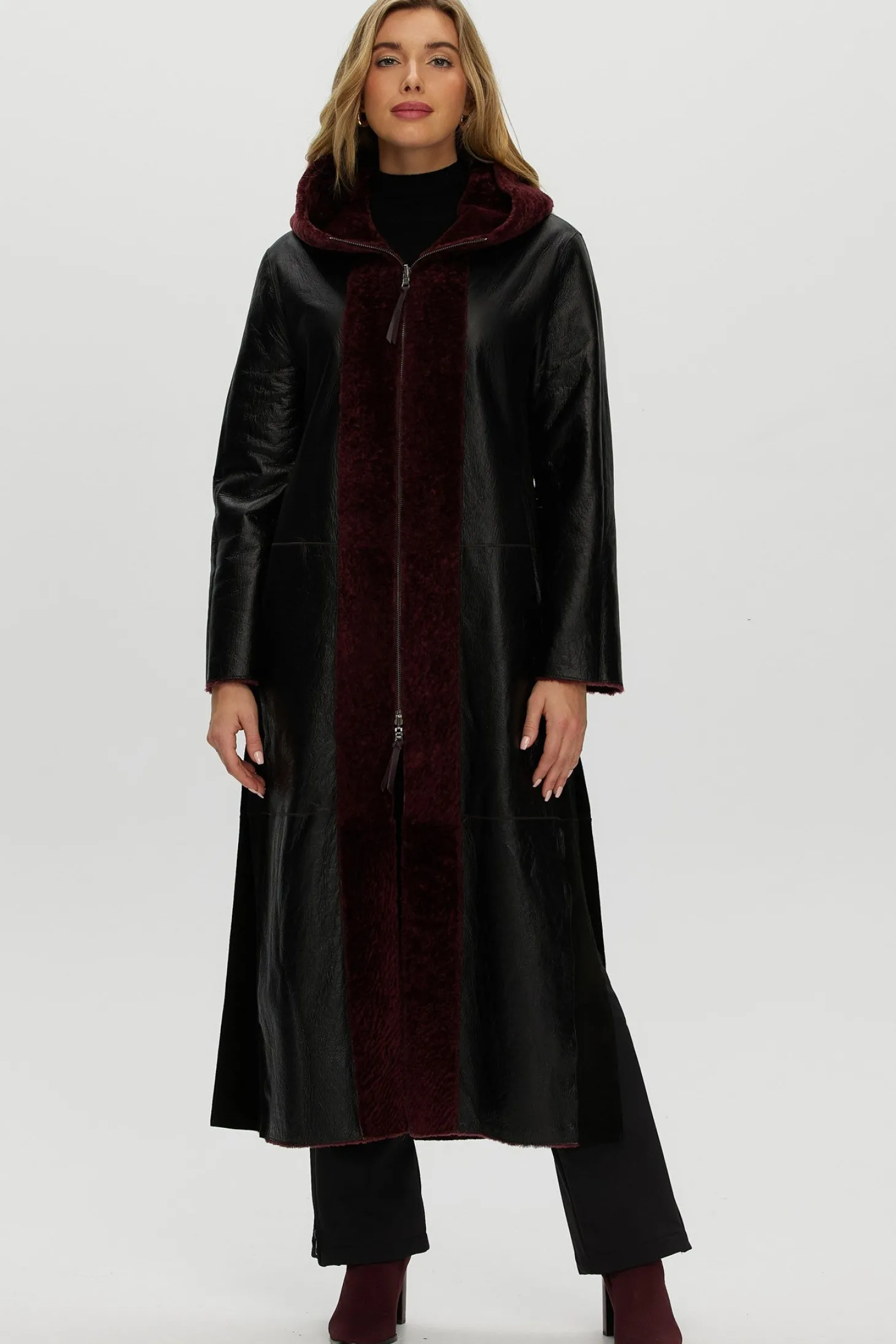 Select Shearling Lamb Zip Parka With Belt