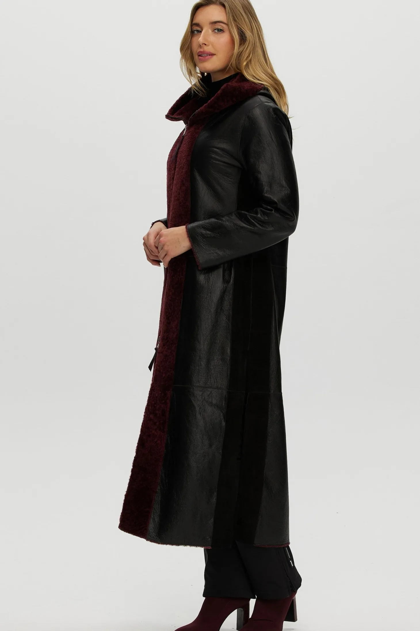 Select Shearling Lamb Zip Parka With Belt