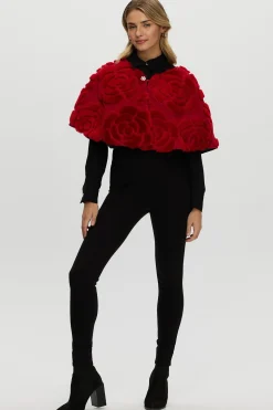 Select Shearling Lamb/Suede Floral Embroidered Stole Reversible To Loro Piana Cashmere & Wool