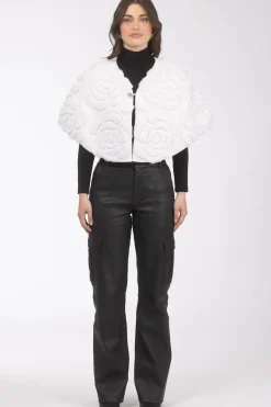 Select Shearling Lamb/Suede Floral Embroidered Stole Reversible To Loro Piana Cashmere & Wool