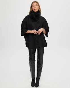 Select Wool Belted Cape With Toscana Shearling Lamb Collar