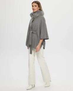 Select Wool Belted Cape With Toscana Shearling Lamb Collar