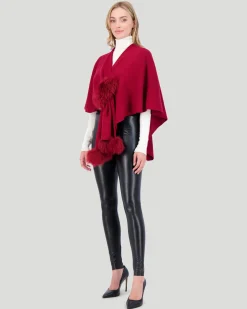 Select Wool Cape With Toscana Shearling Lamb Pompom