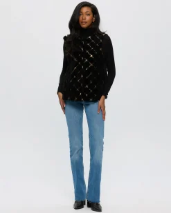 SHEARED CASHMERE GOAT COLLARLESS VEST WITH LEATHER INSERTS AND CASHMERE BACK