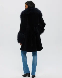 SHEARED CASHMERE GOAT STROLLER WITH MONGOLIAN GOAT SHAWL COLLAR & CUFFS