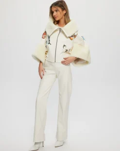 SHEARLING LAMB JACKET WITH BUTTERLY DETAIL