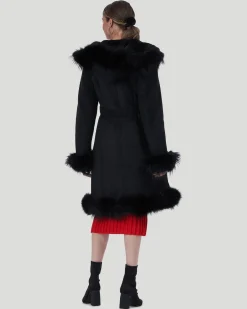 Shearling Lamb Short Coat With Toscana Lamb Tuxedo Collar, Hood Trim, Cuffs & Bottom