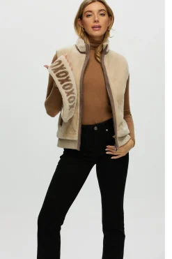 Shearling Lamb Zip Vest With Detachable Collar