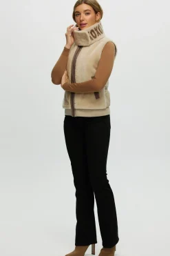 Shearling Lamb Zip Vest With Detachable Collar