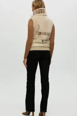 Shearling Lamb Zip Vest With Detachable Collar