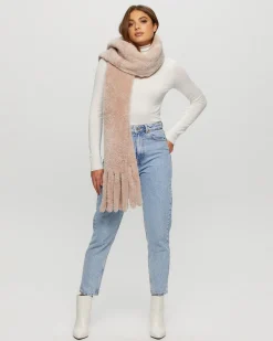 Silky Select Shearling Lamb Stole With Fringes
