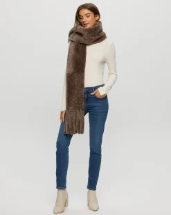Silky Select Shearling Lamb Stole With Fringes