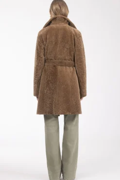 Textured Shearling Lamb Reversible Stroller, Belt