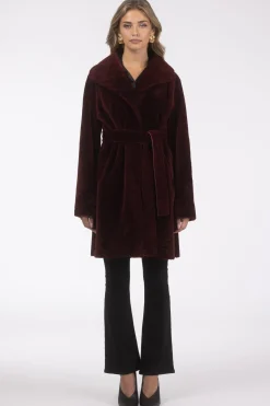 Textured Shearling Lamb Reversible Stroller, Belt