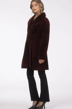 Textured Shearling Lamb Reversible Stroller, Belt