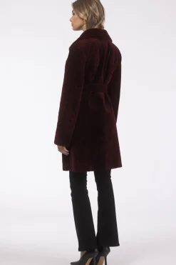 Textured Shearling Lamb Reversible Stroller, Belt