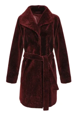 Textured Shearling Lamb Reversible Stroller, Belt