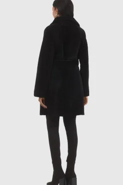 Textured Shearling Lamb Reversible Stroller, Belt