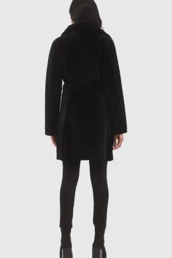 Textured Shearling Lamb Reversible Stroller, Belt