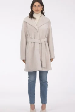 Textured Shearling Lamb Reversible Stroller, Belt