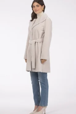 Textured Shearling Lamb Reversible Stroller, Belt