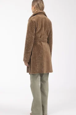 Textured Shearling Lamb Reversible Stroller, Belt