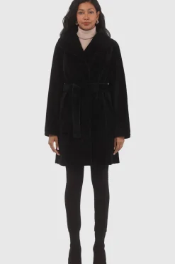 Textured Shearling Lamb Reversible Stroller, Belt