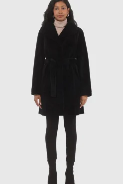 Textured Shearling Lamb Reversible Stroller, Belt