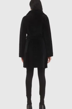 Textured Shearling Lamb Reversible Stroller, Belt