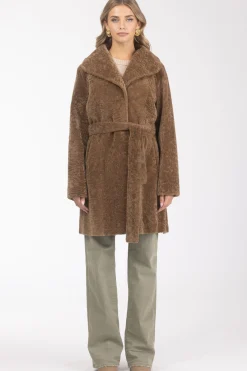 Textured Shearling Lamb Reversible Stroller, Belt