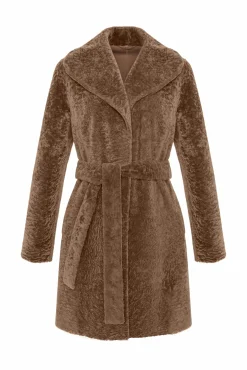 Textured Shearling Lamb Reversible Stroller, Belt