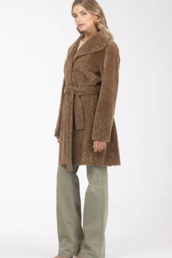 Textured Shearling Lamb Reversible Stroller, Belt