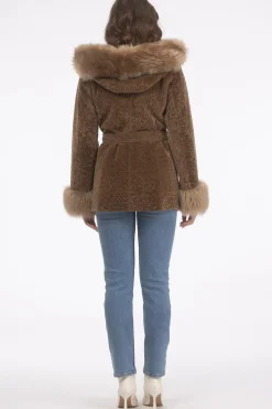 Textured Shearling Lamb Reversible Parka With Merinillo Shearling Lamb Hood Trim, Tuxedo, Cuffs & Belt