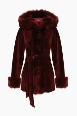 Textured Shearling Lamb Reversible Parka With Merinillo Shearling Lamb Hood Trim, Tuxedo, Cuffs & Belt