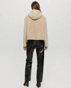 Textured Shearling Lamb Zip Parka Reversible To Taffeta