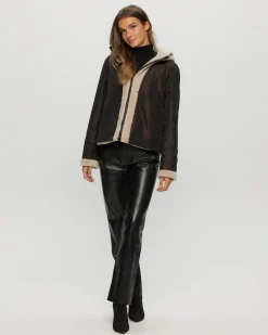 Textured Shearling Lamb Zip Parka Reversible To Taffeta