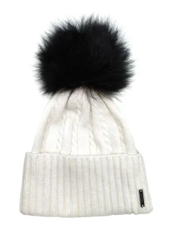 Two-Tone Knit Hat With Select Lamb Pompom