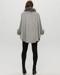Wool And Cashmere Blend Cape With Toscana Shearling Lamb Trim