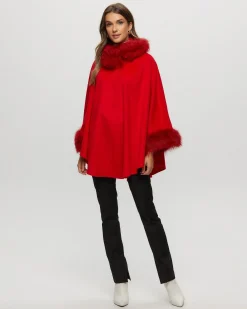 Wool And Cashmere Blend Cape With Toscana Shearling Lamb Trim