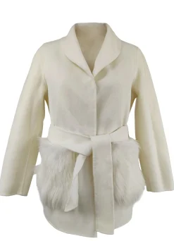 Wool Belted Jacket With Select Lamb Patch Pockets