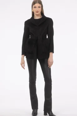 Wool Belted Jacket With Select Lamb Patch Pockets